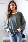 Greener Days Stripe Pullover with Ivory Cuffs