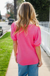 Feeling Joyful Hot Pink Sequin Easter Egg Terry Top