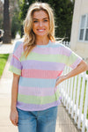 Find Love Lavender & Pink Striped Textured Waffle Knit Top