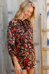 Evening Sunset Scribble Button Down Blouse