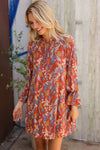 Summer Vibes Cinnamin Floral Ruffle Sleeve Ribbon Tie Swing Dress