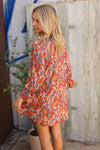Summer Vibes Cinnamin Floral Ruffle Sleeve Ribbon Tie Swing Dress