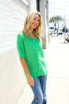 Summer Vibes Green Pointelle Knit Button Down Sweater Top