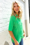 Summer Vibes Green Pointelle Knit Button Down Sweater Top
