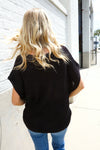 Stand Out Black Loose Knit Dolman Top/Coverup with Crochet Details