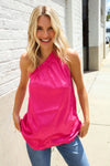 Diva Dreams Fuchsia Leopard Print One Shoulder Satin Top