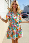 Hello Beautiful Multicolor Floral Ruffle Frill Hem Dress