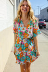 Hello Beautiful Multicolor Floral Ruffle Frill Hem Dress