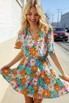 Hello Beautiful Multicolor Floral Ruffle Frill Hem Dress