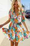 Hello Beautiful Multicolor Floral Ruffle Frill Hem Dress