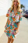 Hello Beautiful Multicolor Floral Ruffle Frill Hem Dress