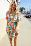 Hello Beautiful Multicolor Floral Ruffle Frill Hem Dress