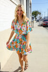 Hello Beautiful Multicolor Floral Ruffle Frill Hem Dress