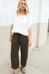 Be Bold Mid Rise Baggy Leopard Print Drawstring Patch Pocket Jeans