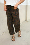 Be Bold Mid Rise Baggy Leopard Print Drawstring Patch Pocket Jeans