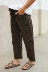 Be Bold Mid Rise Baggy Leopard Print Drawstring Patch Pocket Jeans