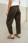 Be Bold Mid Rise Baggy Leopard Print Drawstring Patch Pocket Jeans