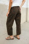 Be Bold Mid Rise Baggy Leopard Print Drawstring Patch Pocket Jeans