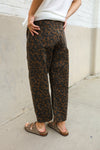 Be Bold Mid Rise Baggy Leopard Print Drawstring Patch Pocket Jeans