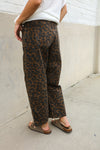 Be Bold Mid Rise Baggy Leopard Print Drawstring Patch Pocket Jeans