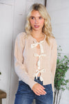 Fall Flirtations Bow Cable Knit Cardigan