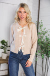 Fall Flirtations Bow Cable Knit Cardigan