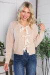 Fall Flirtations Bow Cable Knit Cardigan