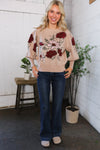 Scarlet Petals Bubble Sleeve Sweater