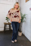 Scarlet Petals Bubble Sleeve Sweater