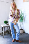 Cozy in Chaos Taupe Multi Print Design Sweater