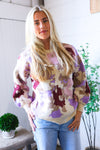 Cozy in Chaos Taupe Multi Print Design Sweater