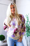 Cozy in Chaos Taupe Multi Print Design Sweater