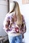 Cozy in Chaos Taupe Multi Print Design Sweater