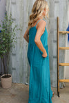 Own The Look Azure Blue Loose Fit Front Bib Sleeveless Jumpsuit