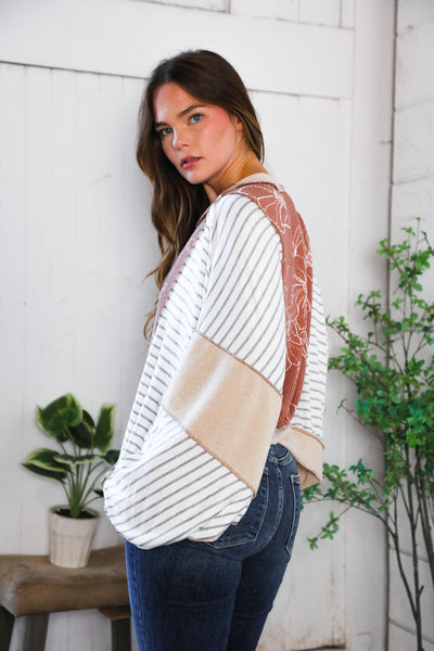 Striped and in Bloom Oversized Top