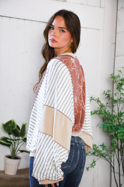 Striped and in Bloom Oversized Top