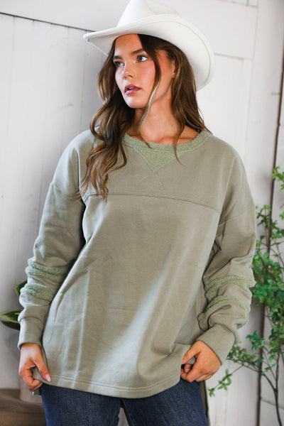 Falling Leaves Sage Pullover