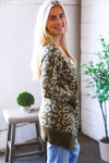 Lounging in Leopard Olive Cardigan