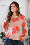One Wild Rose Coral Cozy Sweater