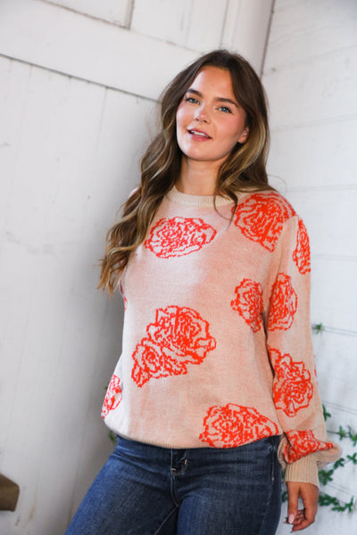 One Wild Rose Coral Cozy Sweater
