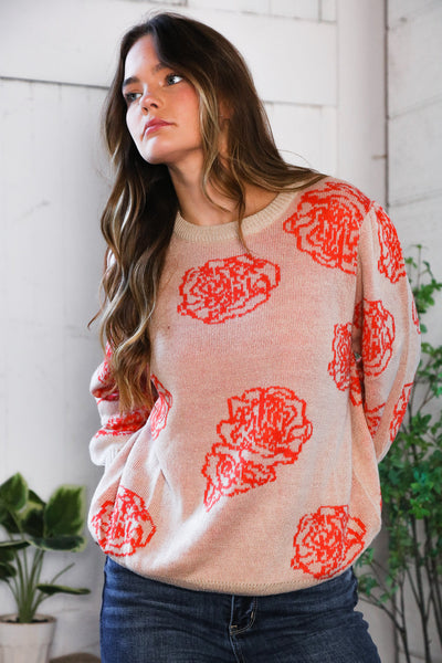 One Wild Rose Coral Cozy Sweater