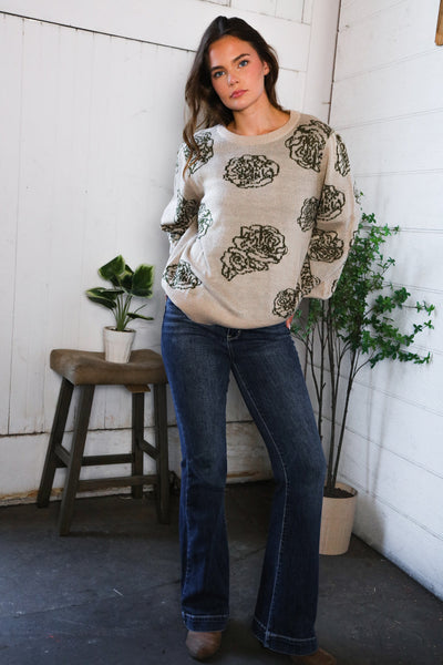 One Wild Rose Olive Cozy Sweater