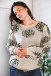One Wild Rose Olive Cozy Sweater