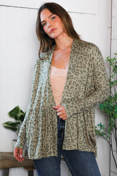Prowl Around Peplum Open Cardigan