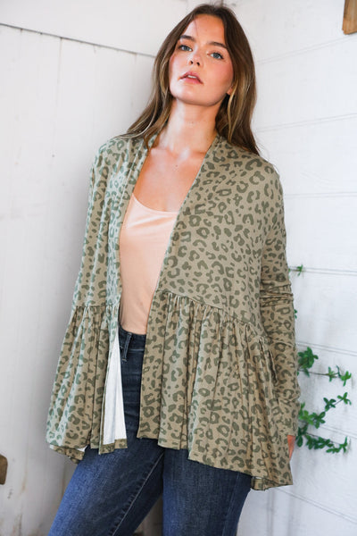 Prowl Around Peplum Open Cardigan