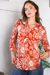 Vintage Botanical Rust Top