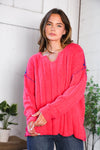 Snuggle Me Hot Pink Thick Ribbed Sweater