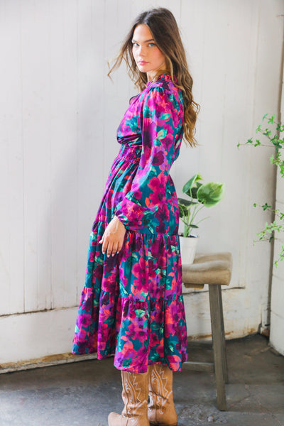 Floral Symphony Smocked Waist Dress
