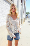 Boho Romance Ivory Hand Crochet Patchwork Scalloped Cardigan