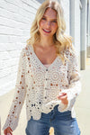 Boho Romance Ivory Hand Crochet Patchwork Scalloped Cardigan